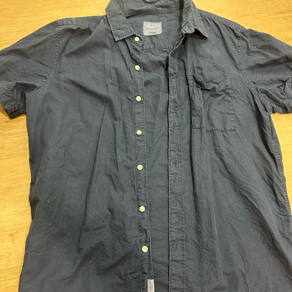 American Eagle Men's Navy Blue Shirt